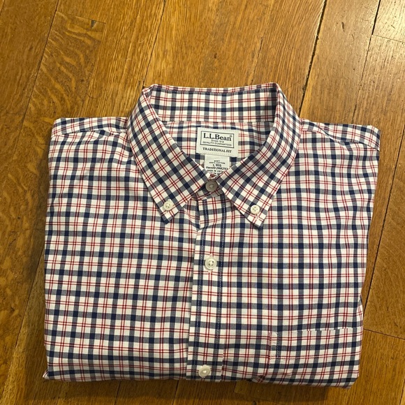 LL Bean Button Down Shirt Mens Large Reg Traditional Fit Long Sleeve Plaid - Picture 3 of 11